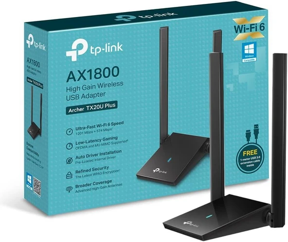 TP-Link Archer TX20U Plus 1800 Mbps Kablosuz Ağ Adaptörü-TEŞHİR ürün görseli 1