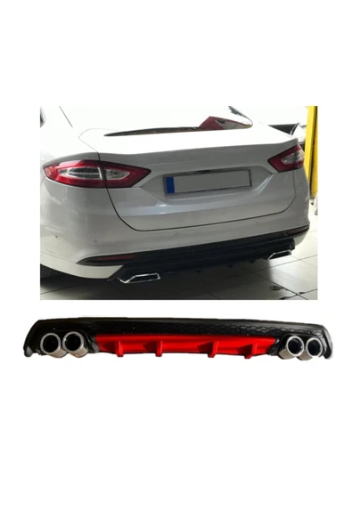 OTO H.İ.T. FORD MONDEO UYUMLU BODY KİT DİFÜZÖR 4 ÇIKIŞ YUVARLAK KIRMIZI ürün görseli 1
