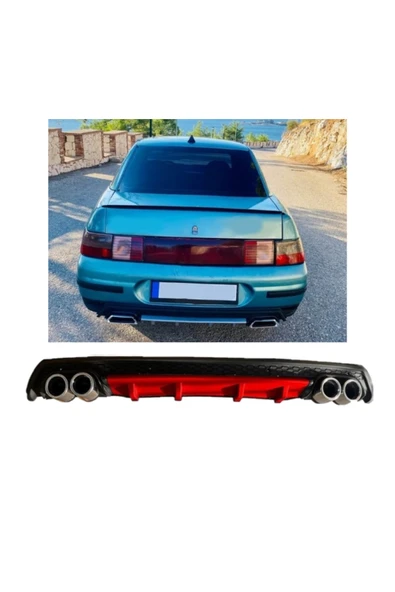 OTO H.İ.T. LADA VEGA UYUMLU BODY KİT DİFÜZÖR 4 ÇIKIŞ YUVARLAK KIRMIZI ürün görseli 1