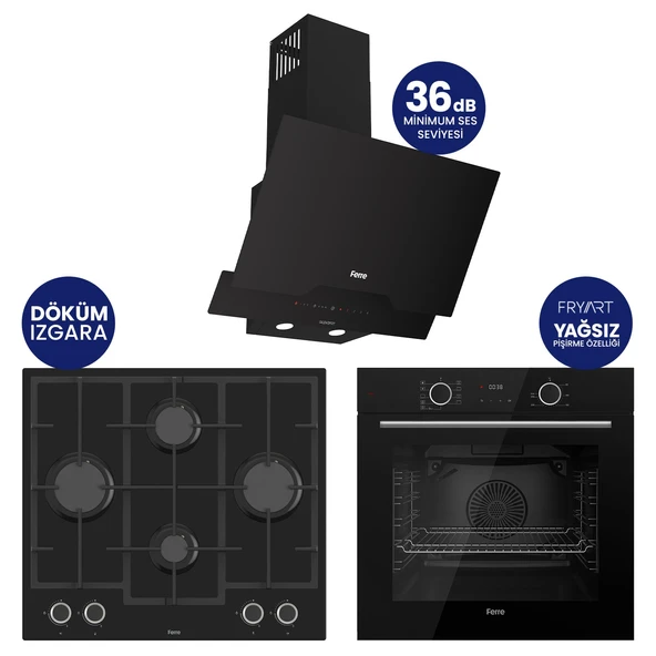 Fryart Chef Edition Siyah 3'lü Ankastre Set XE63CS-LN385-D063SA ürün görseli 1