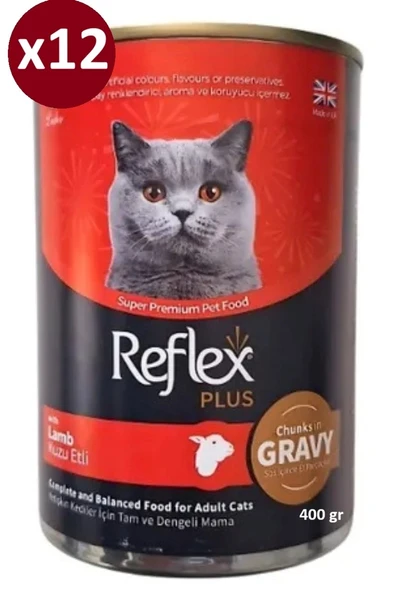 Reflex Plus Konserve Sos İçinde Et Parçacıklı Kuzu Etli Yetişkin Kedi Maması 400 *12 ADET ürün görseli 1