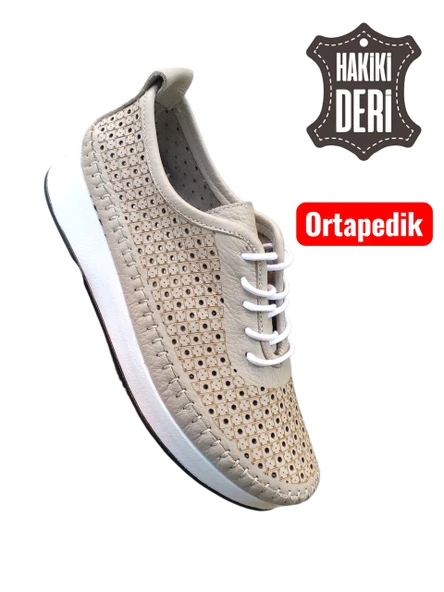 Viyolas Hakiki Deri Kadın Ayakkabısı Bağlı KD Lazer - Resim 4