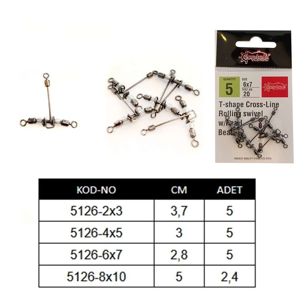 Captain 5126 Üçlü Uzun T Fırdöndü 5li Paket Black Nikel ürün görseli 1