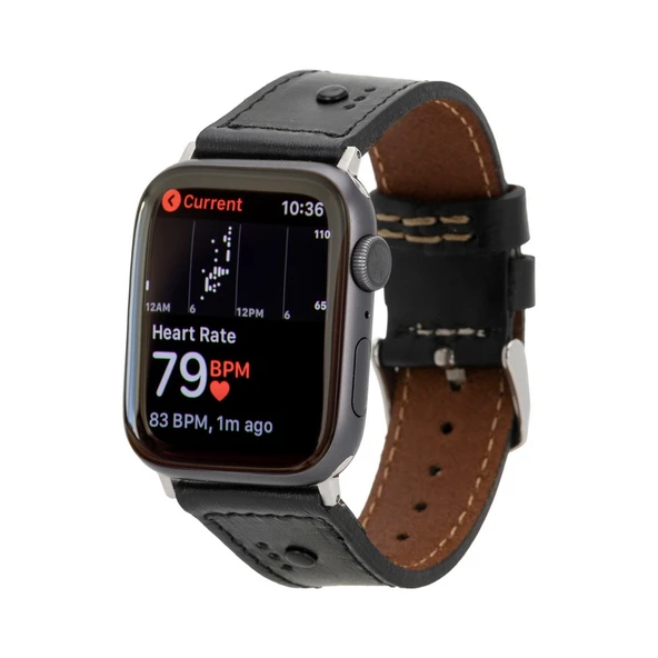 Apple Watch Uyumlu Deri Kordon 42-44-45mm RST1 Siyah ürün görseli 1