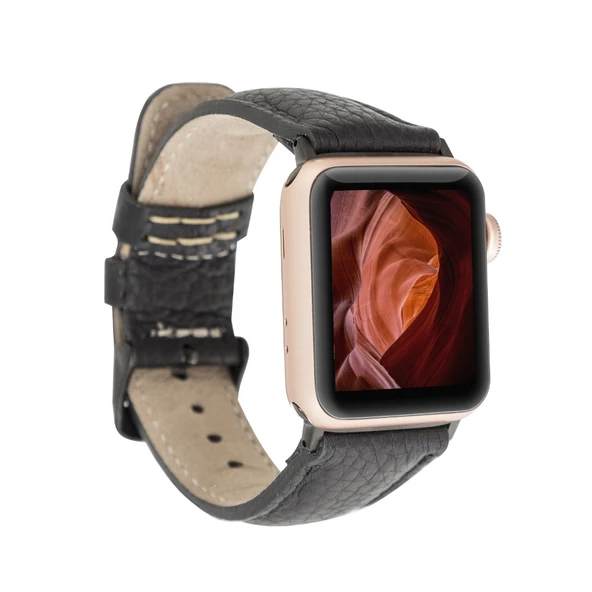 Apple Watch Uyumlu Deri Kordon 42-44-45mm FL1 Siyah ürün görseli 1