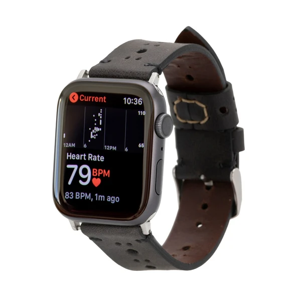 Apple Watch Uyumlu Deri Kordon 42-44-45mm RST1 Siyah ürün görseli 1