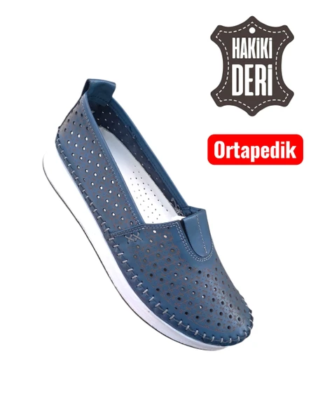 Viyolas Hakiki Deri Kadın Ayakkabısı Lastikli KDL - Resim 2