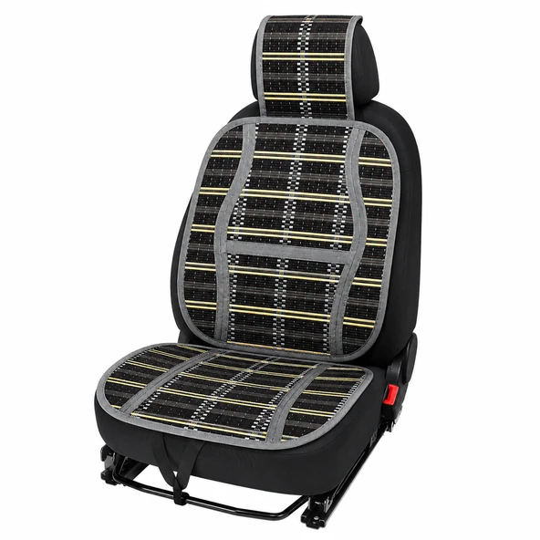 Oto Hasır Bambu Minder Ön Siyah İkili Takım Bel Destekli Terletmez WF-1068-GR ürün görseli 1