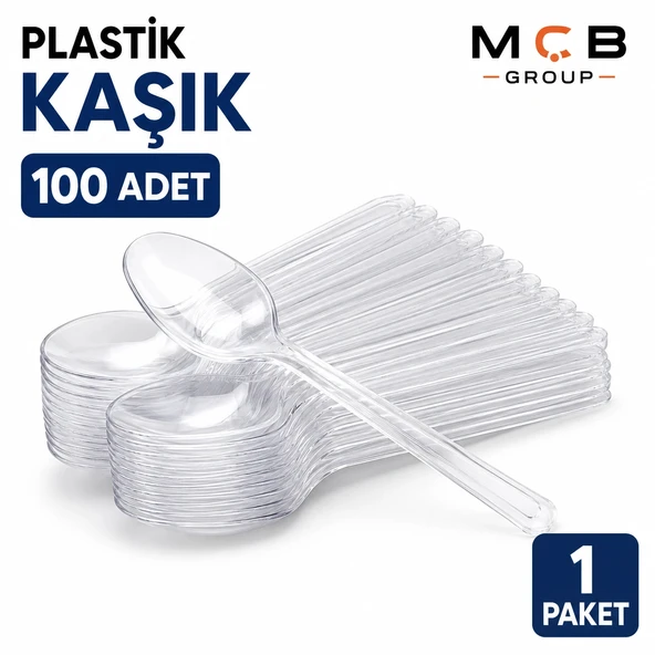 Şeffaf Plastik Kaşık 100 Adet Tek Kullanımlık Dayanıklı Plastik Kaşık Parti Piknik Doğum Günü ürün görseli 1