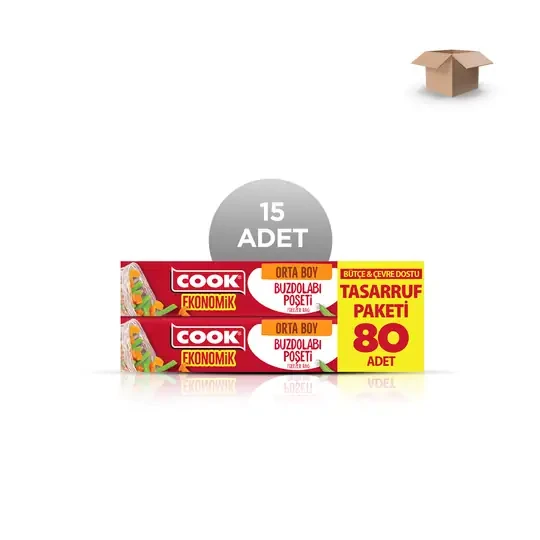 COOK Toptan Ekonomik Orta Buzdolabı Poşeti 24x35 cm 80'li - Koli İçi 15 Adet ürün görseli 1