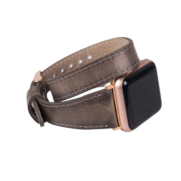 Apple Watch Uyumlu Deri Kordon 42-44-45mm Slim DT V23EF Gri ürün görseli 1