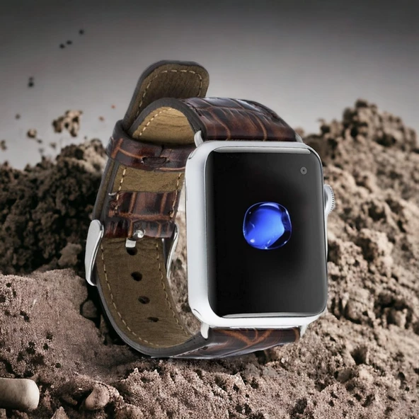 Apple Watch Uyumlu Deri Kordon 42-44-45mm Croco YK06 ürün görseli 1