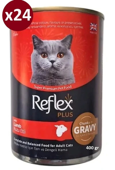 Reflex Plus Konserve Sos İçinde Et Parçacıklı Kuzu Etli Yetişkin Kedi Maması 400 Gr*24 ADET ürün görseli 1