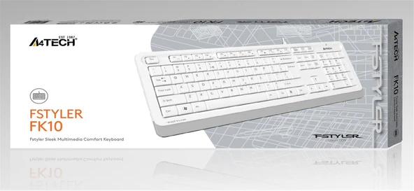 A4 Tech Fk10 Q Usb Fsytyler Beyaz Tr Fn-Mmedya Klavye ürün görseli 1