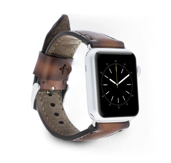 Apple Watch Uyumlu Deri Kordon 42-44-45mm SM26 Kahve ürün görseli 1