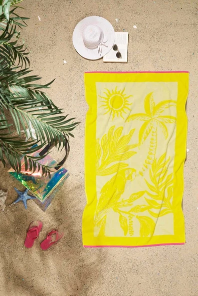 Özdilek Tropicale Plaj Havlusu Büyük Boy (90x150)-Sarı ürün görseli 1