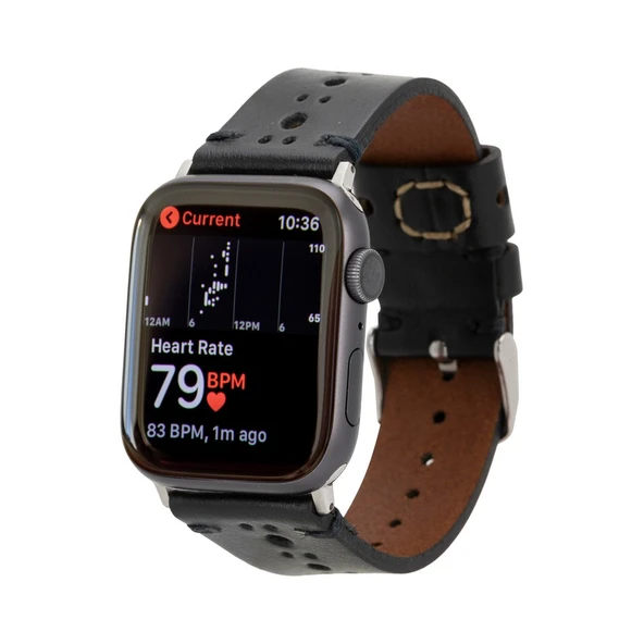 Apple Watch Uyumlu Deri Kordon 42-44-45mm RST1 Siyah ürün görseli 1