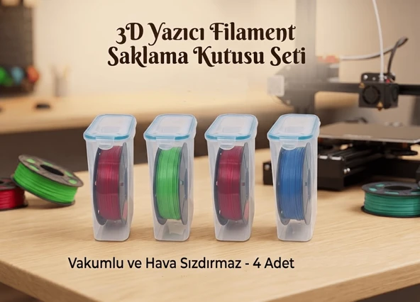 3D Yazıcı Filament Saklama Kabı Seti Hava Sızdırmaz Contalı 4.5 LT 4'lü Set MAB-179 ürün görseli 1