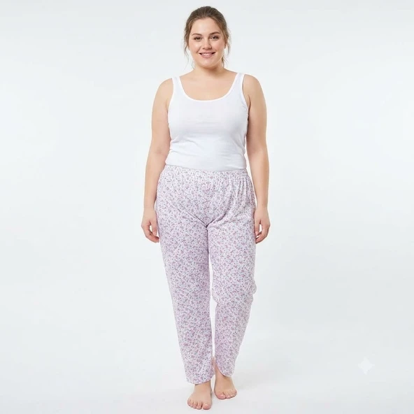 ES Eyüp Selda Yazlık Büyük Beden Uzun Düz Paça Anne Pijama Altı ürün görseli 1