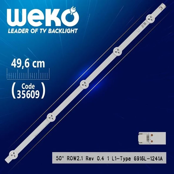 50'' ROW2.1 REV 0.4 1 L1-TYPE 6916L-1241A - 49.6 Cm 5 Ledli - WK-509 Led Tv Bar ürün görseli 1