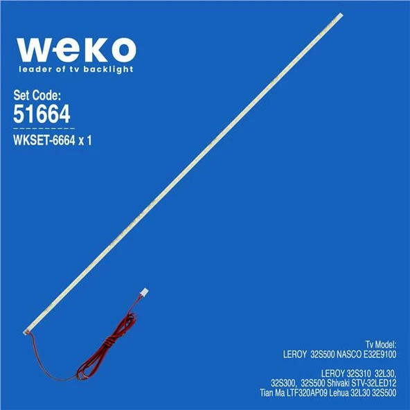 Wkset-6664 Js-Lb-S-Jp32e9/E8-145A20A 70 Ledli 40 Cm 3V  1 Adet Led Bar (70Led) (Tvnizi açıp içindeki led barla birebir aynısı olduğunu görmeden almayınız. Sonrasında iade ALMAMAKTAYIZ.) ürün görseli 1