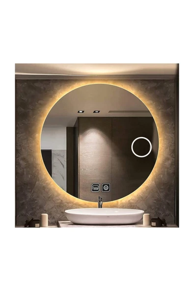 GLOBAL LED MIRROR 70 Cm Makyaj Aynalı Dokunmatik Tuşlu Buğu Yapmayan Ledli Yuvarlak Banyo Aynası ürün görseli 1