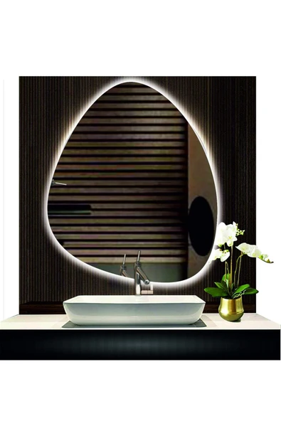 GLOBAL LED MIRROR 80 Cm Çapında Led Işıklı Asimetrik Banyo Aynası Dekoratif Makyaj Aynası Ledli Dikey Konsol Aynası ürün görseli 1