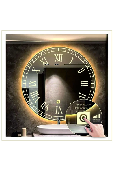 GLOBAL LED MIRROR 90 Cm Günışığı Ledli Tasarım Kumlamalı Dokunmatik Tuşlu Banyo Aynası Makyaj Aynası Işıklı Ayna ürün görseli 1