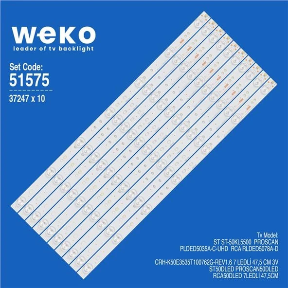 Wkset-6575 37247X10 Crh-K50E3535T100762G-Rev1.6  10 Adet Led Bar (Tvnizi açıp içindeki led barla birebir aynısı olduğunu görmeden almayınız. Sonrasında iade ALMAMAKTAYIZ.) ürün görseli 1