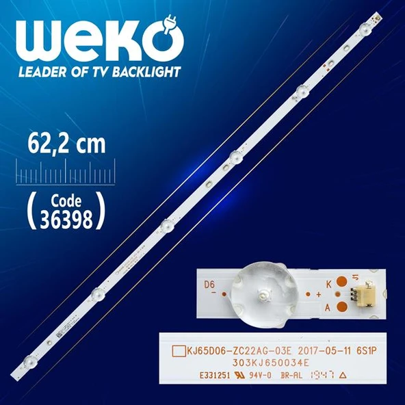 KJ65D06-ZC22AG-03E 6S1P 303KJ650034E 6 Ledli 62.2 Cm Tv Led Bar (Tvnizi açıp içindeki led barla birebir aynısı olduğunu görmeden almayınız. Sonrasında iade ALMAMAKTAYIZ.) ürün görseli 1