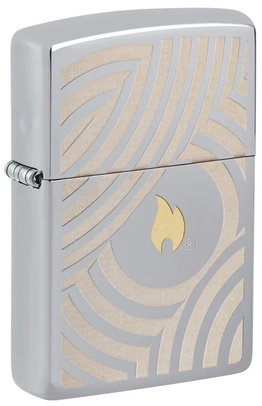 Zippo Rüzgar çakmağı - Alev ve Circles Design 2 - Doldurulabilir - Hediye kutusu - Metal - ABD'de üretilmiştir ürün görseli 1