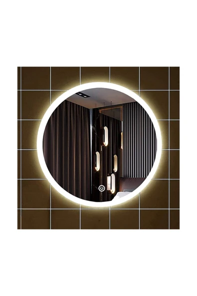 GLOBAL LED MIRROR 70 Cm Kumlamalı Dokunmatik Tuşlu Yuvarlak Ledli Ayna Duvar Salon Banyo Wc Ofis Yatak Odası Boy Ledli ürün görseli 1