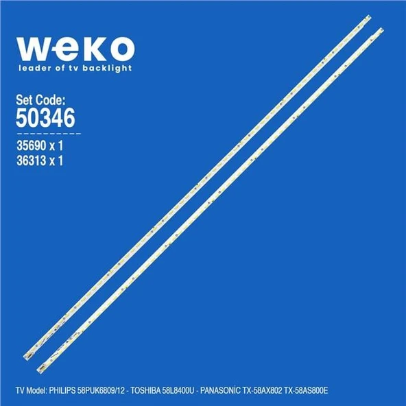 Wkset-5346 35690X1 36313X1 V580D1-Ls1-Trem7/V580D1-Ls1-Tlem7 2 Adet Led Bar (64Led) (Tvnizi açıp içindeki led barla birebir aynısı olduğunu görmeden almayınız. Sonrasında iade ALMAMAKTAYIZ.) ürün görseli 1