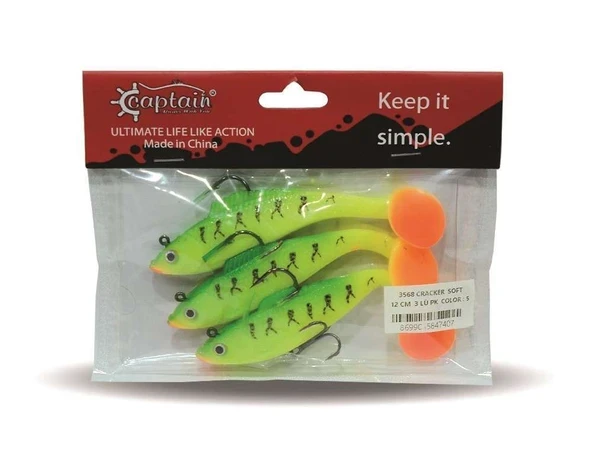 3568 Cracker Soft 12cm Levrek Turna Silikonu 3lü Set Suni Balık
