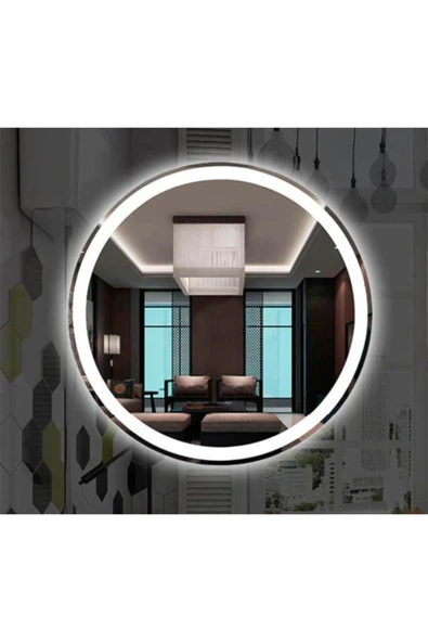GLOBAL LED MIRROR 80 Cm Yuvarlak Ledli Ayna Antrasit Dresuar Hol Koridor Duvar Salon Banyo Wc Ofis Çocuk Yatak Odası B ürün görseli 1