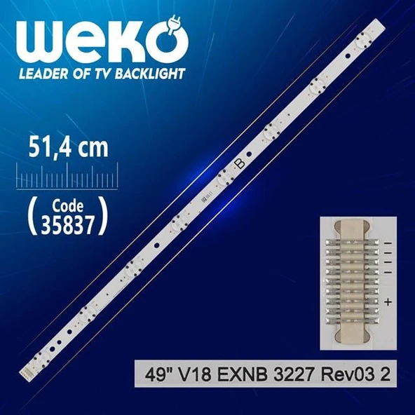 49'' V18 EXNB 3227 REV03 2 - B - 51.4 Cm - 8 Ledli - (WK-1299) - Tv Led Bar (Tvnizi açıp içindeki led barla birebir aynısı olduğunu görmeden almayınız. Sonrasında iade ALMAMAKTAYIZ.) ürün görseli 1