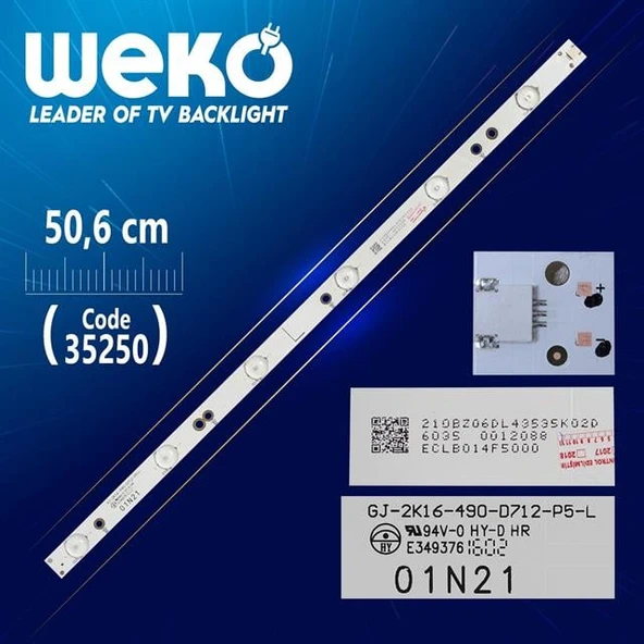 GJ - 2K16 - 490 - D712 - P5-L - 01N21 - (50.6 Cm) 6 Ledli - (WK-907)   Tv Led Bar (Tvnizi açıp içindeki led barla birebir aynısı olduğunu görmeden almayınız. Sonrasında iade ALMAMAKTAYIZ.) ürün görseli 1