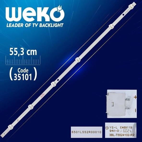 3BL-T5524102-R2 - 6501L552R00010 - 55.3 Cm 6 Ledli - WK-850 Led Tv Bar ürün görseli 1