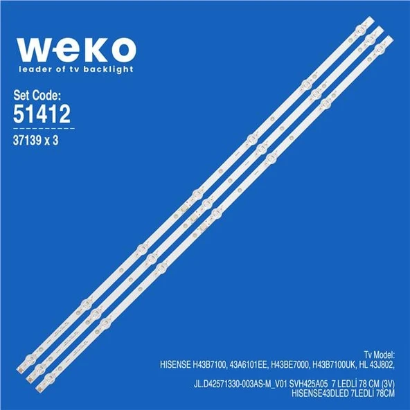 Wkset-6412 37139X3 Jl.D42571330-003As-M_V01 Svh425a05  3 Adet Led Bar (Tvnizi açıp içindeki led barla birebir aynısı olduğunu görmeden almayınız. Sonrasında iade ALMAMAKTAYIZ.) ürün görseli 1