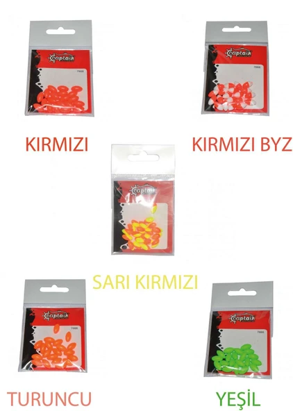 Captain 7666 Renkli Boncuk Oval 110mm Silikon Boncuk 20li Paket ürün görseli 1