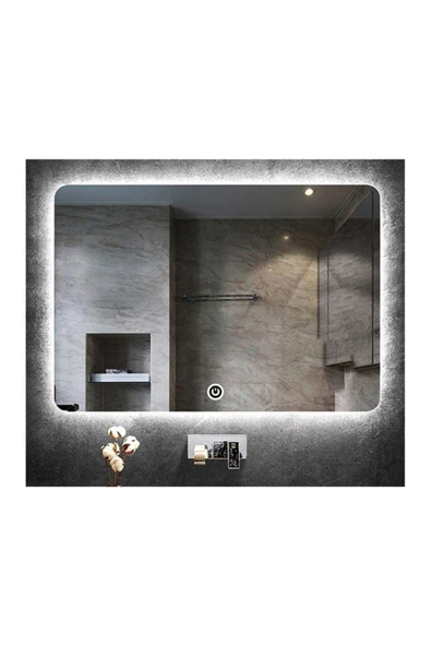 GLOBAL LED MIRROR 75x105 Cm Dokunmatik Tuşlu Ledli Ayna Banyo Aynası Dekoratif Ayna Boy Ayna Salon Duvar Ayna ürün görseli 1