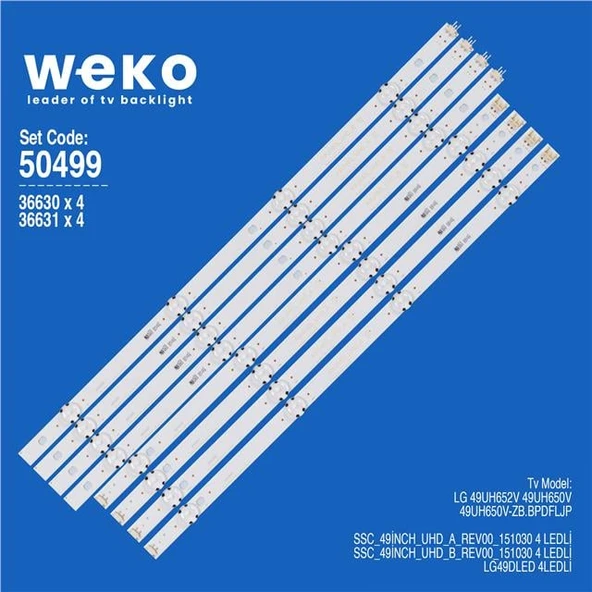 Wkset-5499 36630X4 36631X4 Ssc_49İnch_Uhd 8 Adet Led Bar (Tvnizi açıp içindeki led barla birebir aynısı olduğunu görmeden almayınız. Sonrasında iade ALMAMAKTAYIZ.) ürün görseli 1