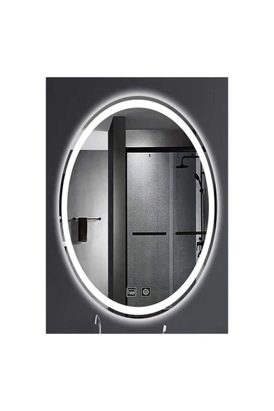 GLOBAL LED MIRROR 65x85 Cm Dokunmatik Tuşlu Buğu Yapmayan Ledli Elips Banyo Aynası ürün görseli 1