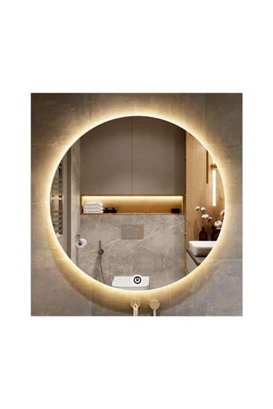 GLOBAL LED MIRROR 50 Cm Dokunmatik Tuşlu Yuvarlak Ledli Ayna Banyo Aynası Dekoratif Ayna Boy Ayna Salon Duvar Ayna ürün görseli 1