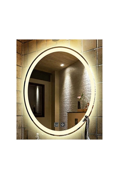 GLOBAL LED MIRROR 55x75 Cm Dokunmatik Tuşlu Buğu Yapmayan Ledli Elips Banyo Aynası ürün görseli 1