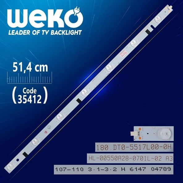HL-00550A28-0701L-02 A3 6*13 - D4 107-110 3.1-3.2 H - 51.4 Cm 7 Ledli - WK-996 Led Tv Bar ürün görseli 1
