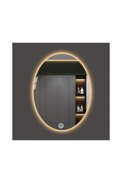 GLOBAL LED MIRROR 80x100 Cm Dokunmatik Tuşlu Elips Ledli Ayna Banyo Aynası Dekoratif Ayna Boy Ayna Salon Duvar Ayna ürün görseli 1