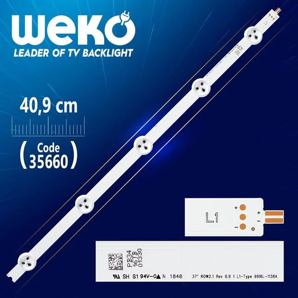 37'' ROW2.1 REV 0.9 1 L1-TYPE 6916L-1138A - 40.9 Cm 5 Ledli - WK-1139 Led Tv Bar ürün görseli 1