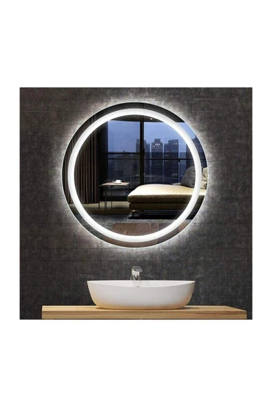 GLOBAL LED MIRROR 60 Cm Kumlamalı Ledli Yuvarlak Ayna Banyo Aynası Dekoratif Ayna Boy Ayna Salon Duvar Ayna ürün görseli 1