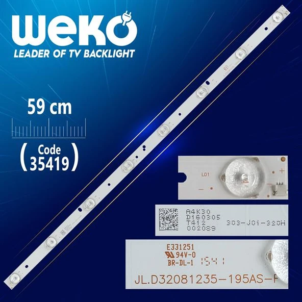 JL.D32081235-195AS-F-A1 - 303-J0*1-320H - 8 Ledli - ( 59 Cm ) - (WK-314) Tv Led Bar (Tvnizi açıp içindeki led barla birebir aynısı olduğunu görmeden almayınız. Sonrasında iade ALMAMAKTAYIZ.) ürün görseli 1